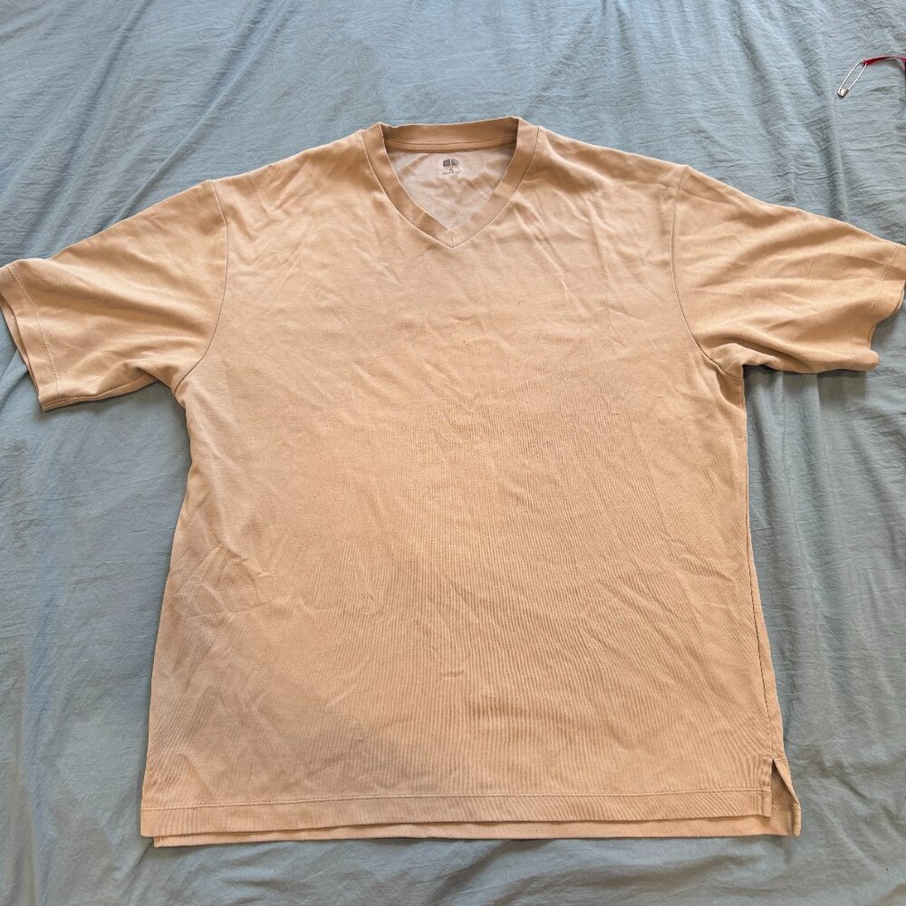 Beige V-Neck T-shirt